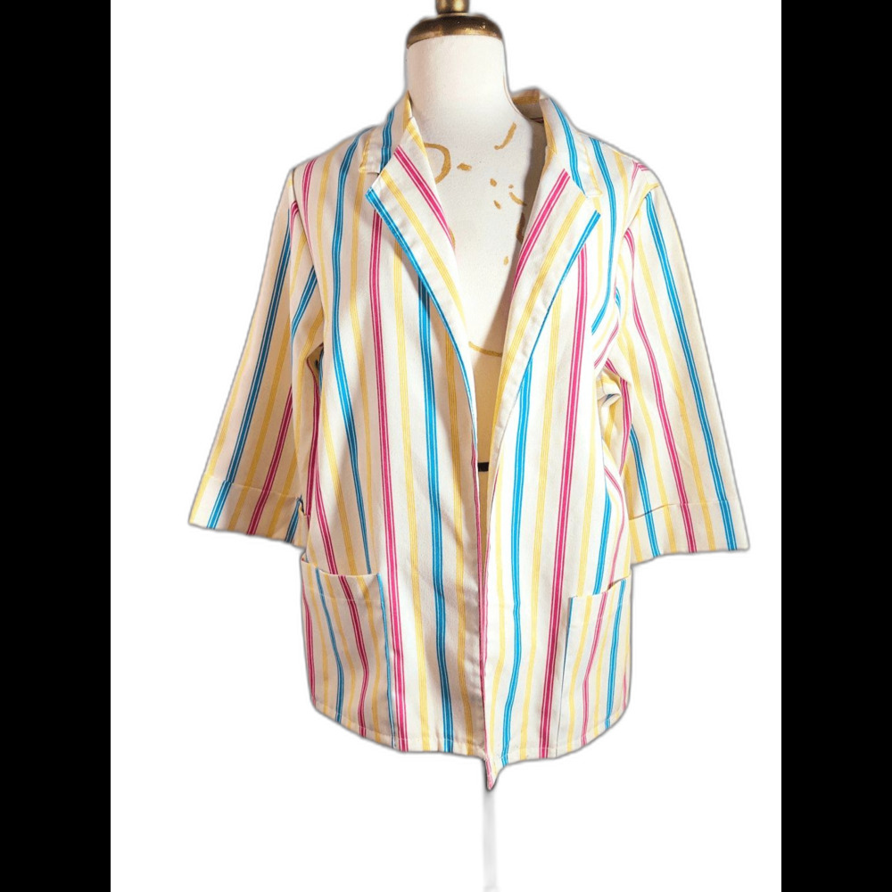 The Season Ticket Blazer Petite M Vintage 80's Maximalist Striped Jacket